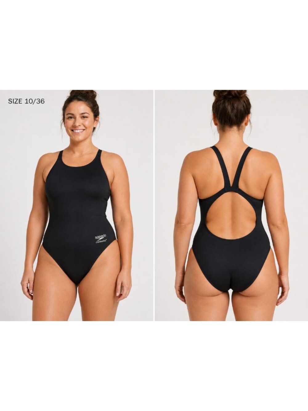 Speedo Endurance+ One Piece Swimsuit Black Size 10/36 Athletic Training Swimwear